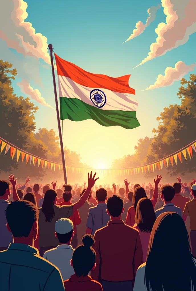 Create a Indian flag with independence day celebration with text " all are requested to reach at parking at 10 AM for celebrate 78th independence day"