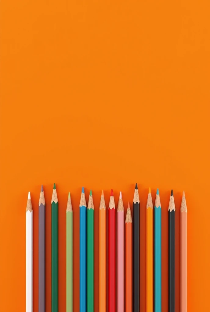 pencils in a row on an orange background 4k
