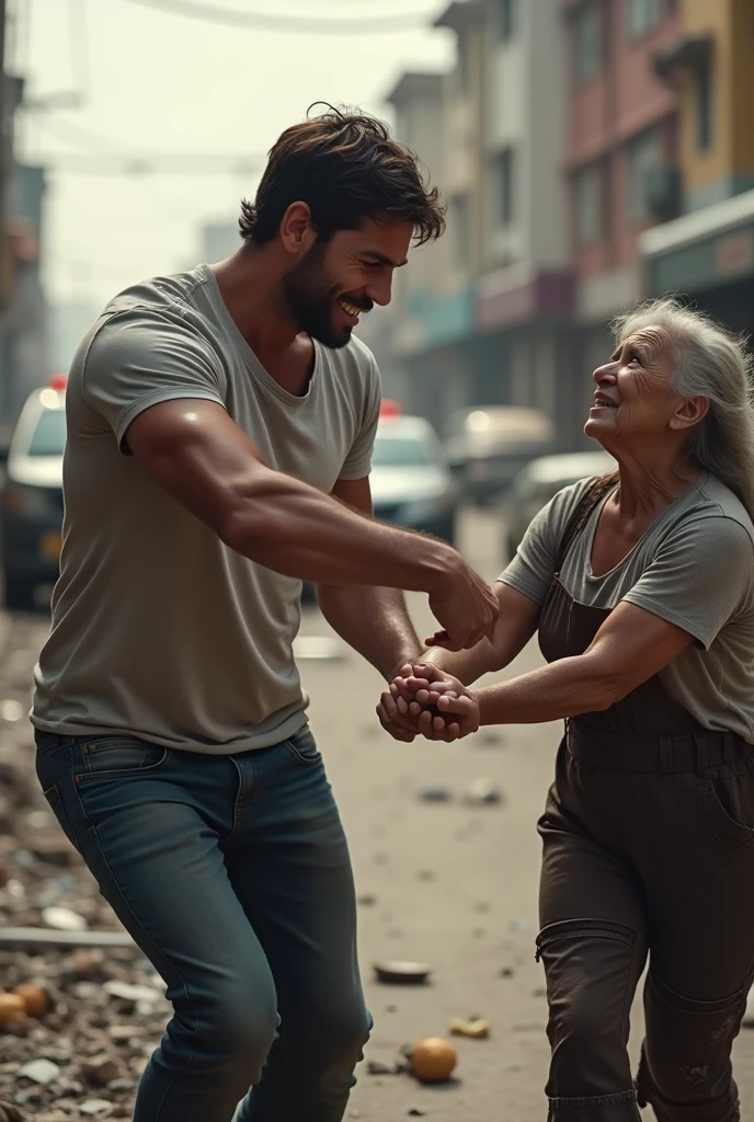 Man helping a civilian