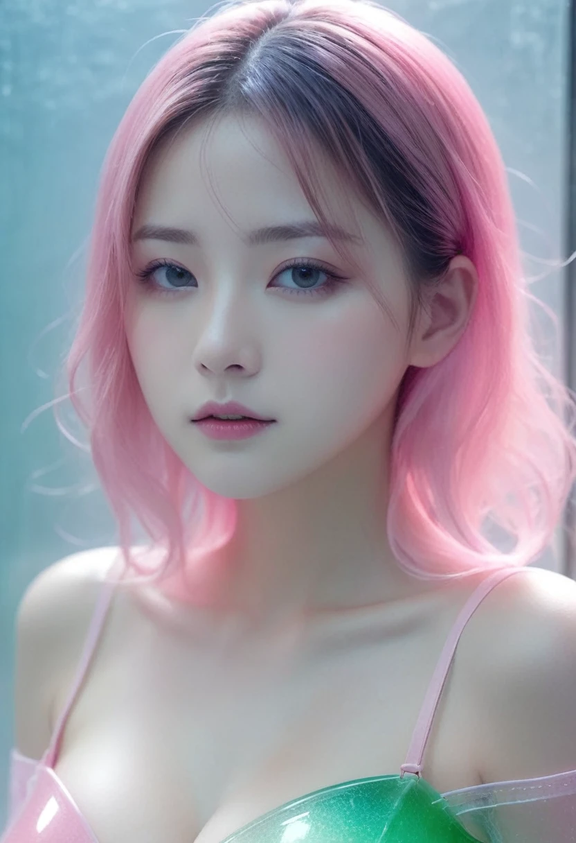 1 girl, Korean model, extremely beautiful, perfect body. Photo taken with Canon EOS R5 85mm f/11 Camera, ((sharp)) mode of people and surrounding scenery. Image quality ((8K)), ((lifelike)), ((masterpiece)), ((sharp and highest contrast)), ((great depth of field)), ((light stereolithography)). ((Pink hair)), long and smooth, the wind blows it beautifully under the bright sunlight. Beautiful face, perfect and sexy, holy, perfectly balanced, ((beautiful in every detail)), ((shiny)), ((high-end cosmetic makeup)), ((shiny bright, radiant)). Bright smile, pure white teeth and details. Seductive glossy red lips, ((brilliant glossy red lipstick)). The eyes are brown, glossy, seductive, ((sharp makeup)), realistic, ((wet eyes)) and detailed. Pink eyeshadow, long eyelashes, blush, high-end cosmetics. Two delicate eyelids, perfectly beautiful and detailed, black eyelashes. Eyebrows are curved, sparse, sharp and detailed. High and detailed nose. Cheeks are prominent and detailed. ((Ivory white, bright white skin)), detailed pores, ((shiny skin)), smooth, rosy, flawless skin texture. Long, shiny legs. Beautiful, perfect hands, ((no flaws)). ((Light shines directly on the face)), bright sunlight, ((shines light on the front part of the girl's body)).
The girl in a colorful dress was posing sexually, ((a beautiful fantasy queen)), the girl smiled brightly.
