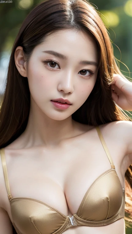 ((best quality)), ((masterpiece:1.3)), (detailed), (Photorealsitic:1.4), (golden ratio face) , (named YUNA_LEE), ((Double Eyelids)), (korean), (Slender girl), 1 girl, korean, kpop, 21 years old, long black straight hair, (symmetrical) (hazel) eyes, pale detailed skin with pores, skinny and athletic boddy, 38B bra size, Slender Abs: 1.2, Narrow waist, Masterpiece, Top Quality, 8k, UHD. (BREAK). Looking at the viewer, close portrait, profesional photo studio gray background, bokeh, OUTDOORS.