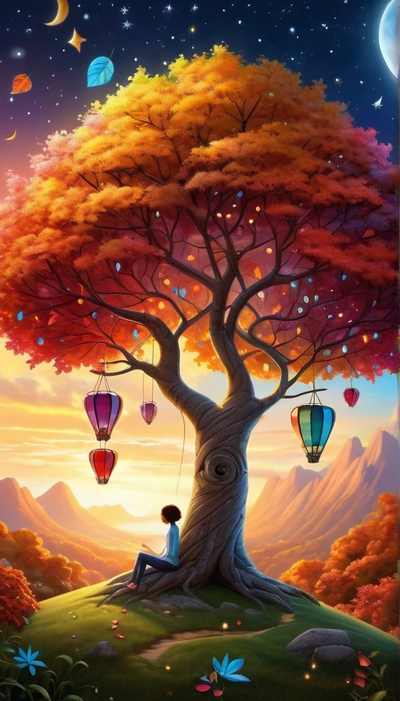 neutral color, protect, matte painting, piece of glass, Broken glass effect, vivid bright colors, natural light, Iwona Lifsches and Catherina Abel Figurative Art : Adorable digital artwork in the style of Andy Kehoe and Jasmine 3 Griffith, color sketch hardwood. colorful leaves on trees, sunset, starry sky, white clouds, extreme enlargement, fantasy realism, fascinating, HDR, very detailed photorealistic 3d digital art, , Acai Miki Macro Photography, enlargement, very detailed, Art Station Trends, sharp focus, studio photography, intricate details, very detailed, Greg Rutkowski(Greg Rutkowski), occult