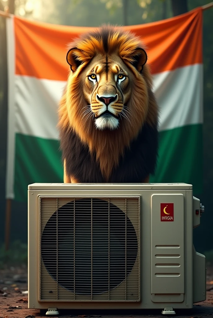 Lion and split AC with indian flag