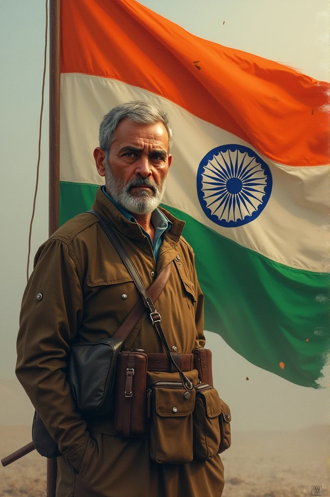 Create an image of Men Name Faiz Holding Indian Flag