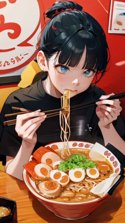 Woman eating ramen