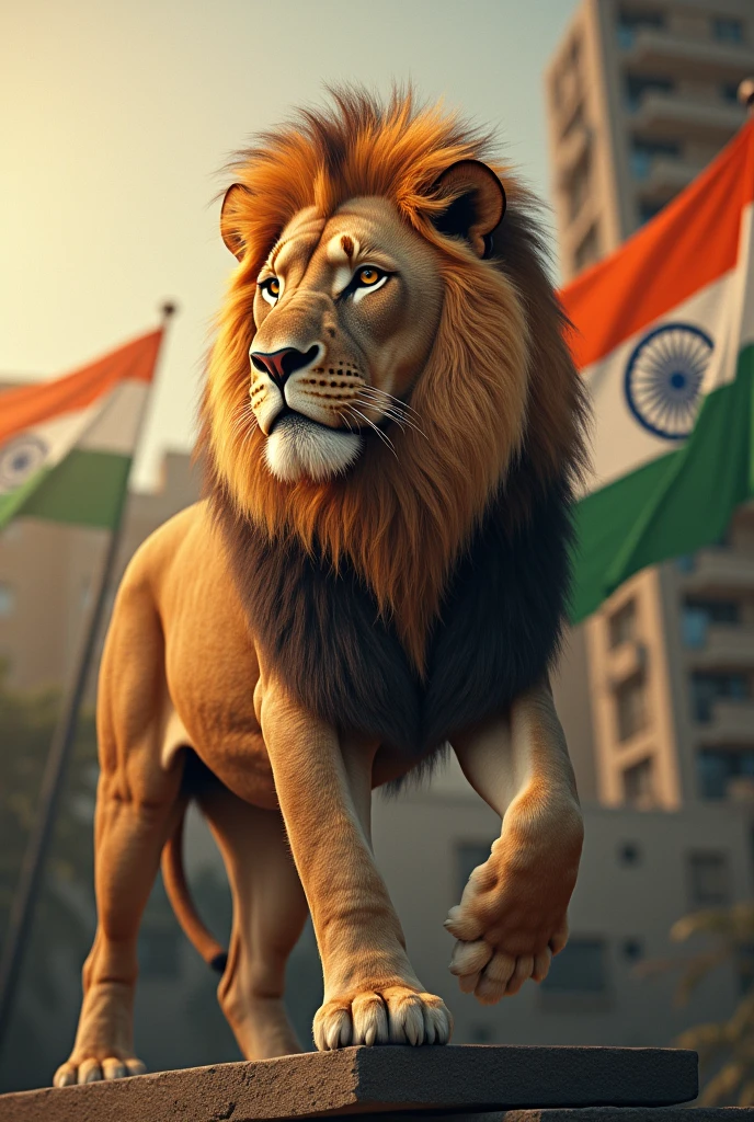 Lion and split AC with indian flag