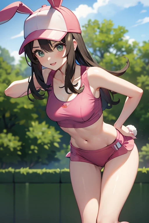 Undressing Bunny, Pokémon Trainer,((training)),Green and pink
