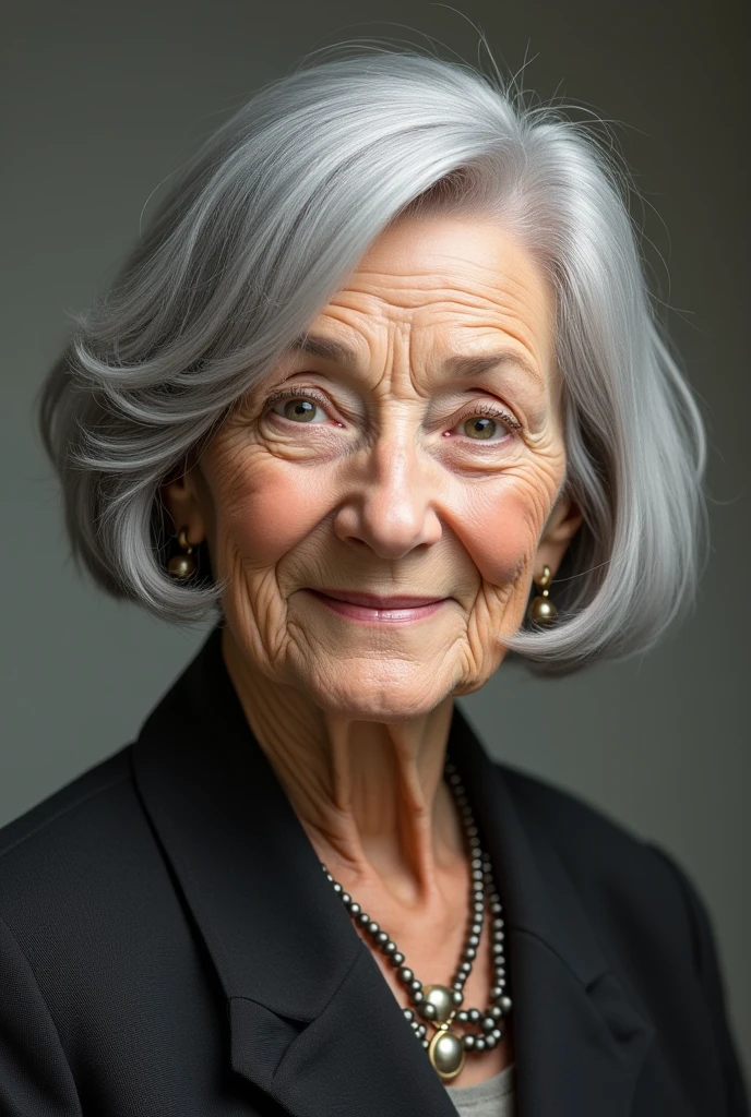 Old woman with silver bob