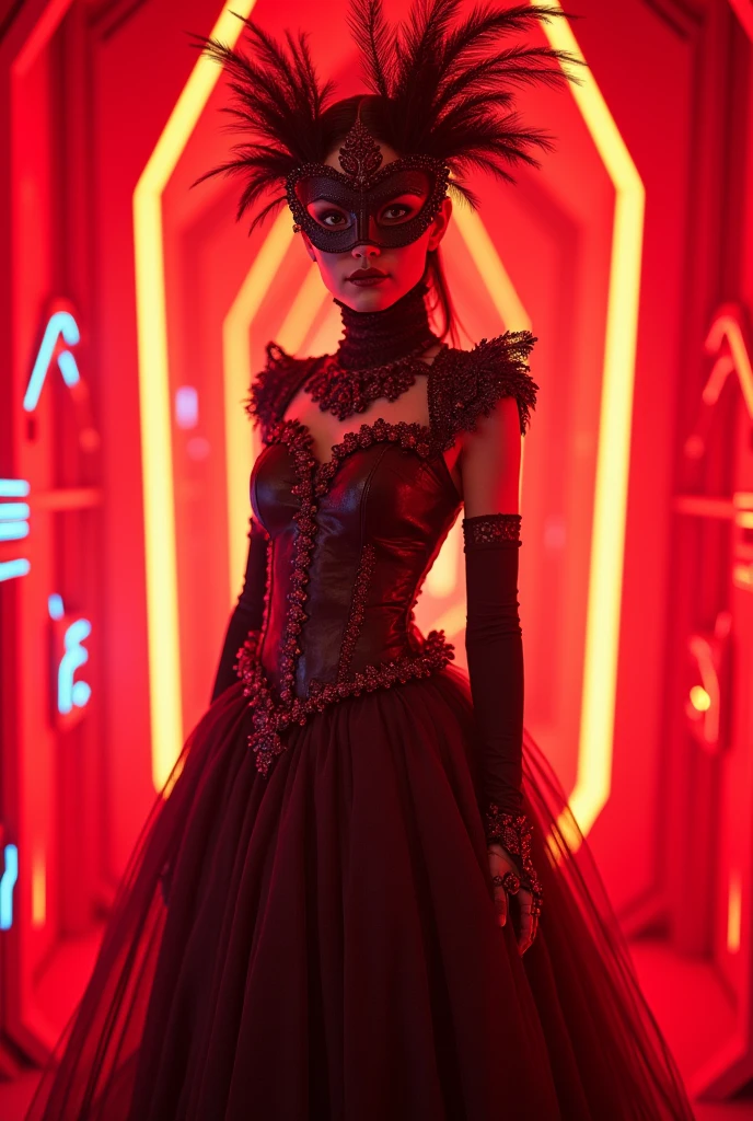 A bright red corridor、A woman like a masked ball、LED Light