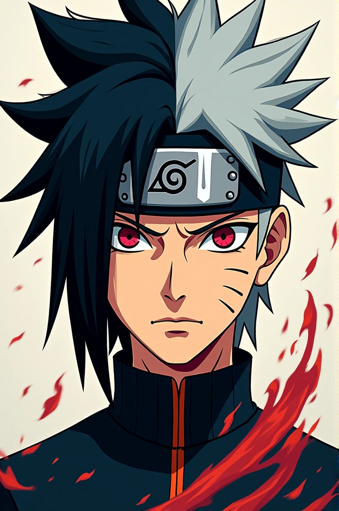 please make Naruto and Sasuke when combined into one become 2 dimensions