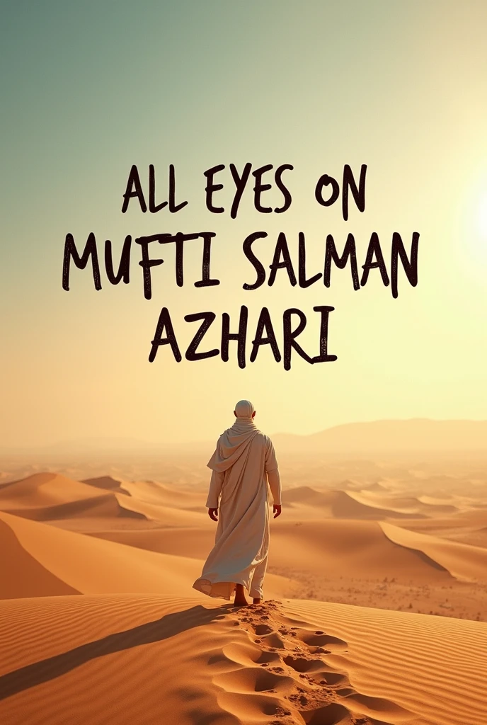 Under the desert writing All EYES ON MUFTI SALMAN AZHARI in human later