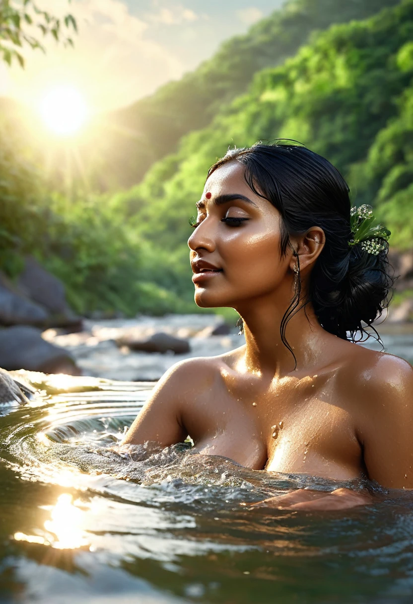 y beautiful big butdian milf woman a sage gave a massage on top stone in background water fall with sleep position