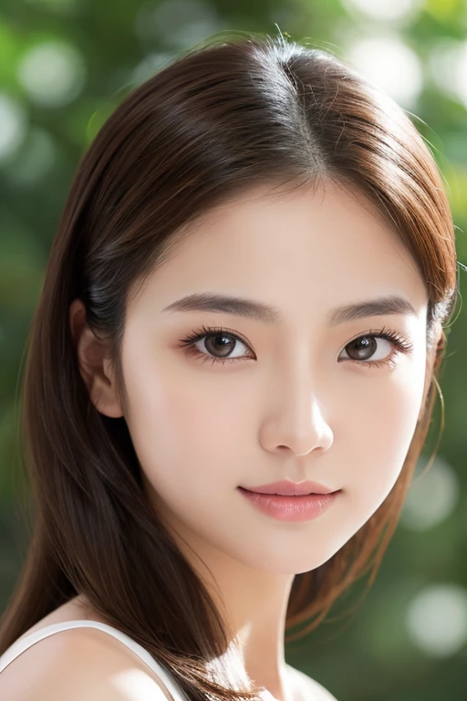 High-quality, ultra-realistic portraits。She has a well-balanced face、The face shape can be either oval or round.。Eyes are gentle、Has a natural glow、The nose is well-groomed、Lips are plump and naturally colored。The skin is transparent、Has a healthy glow。Makeup is natural、Use a light foundation、The bright lip colour adds a fun touch.。The lighting is soft and natural.、Accentuating facial features、Does not emphasize shadows。The background is simple and has a blurred gradient.、Focus on the face。