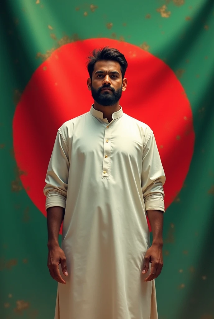 Bangladesh flagg front a man