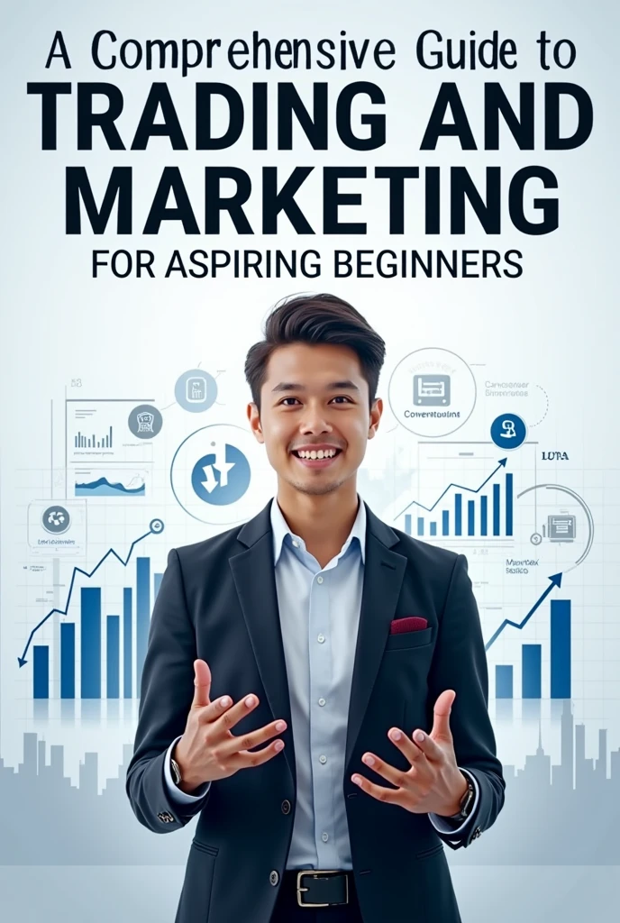 Create a thumbnail for a YouTube video with the name Trading and Marketing tips for begginers 