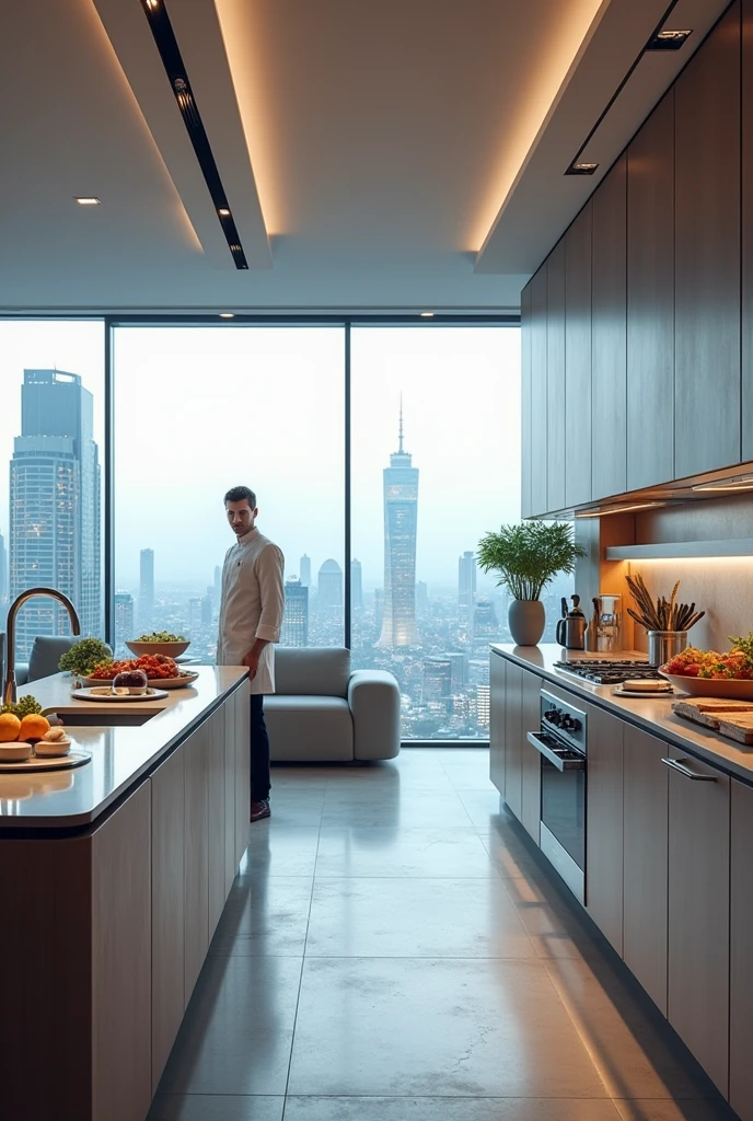 An expensive modern kitchen in 2055