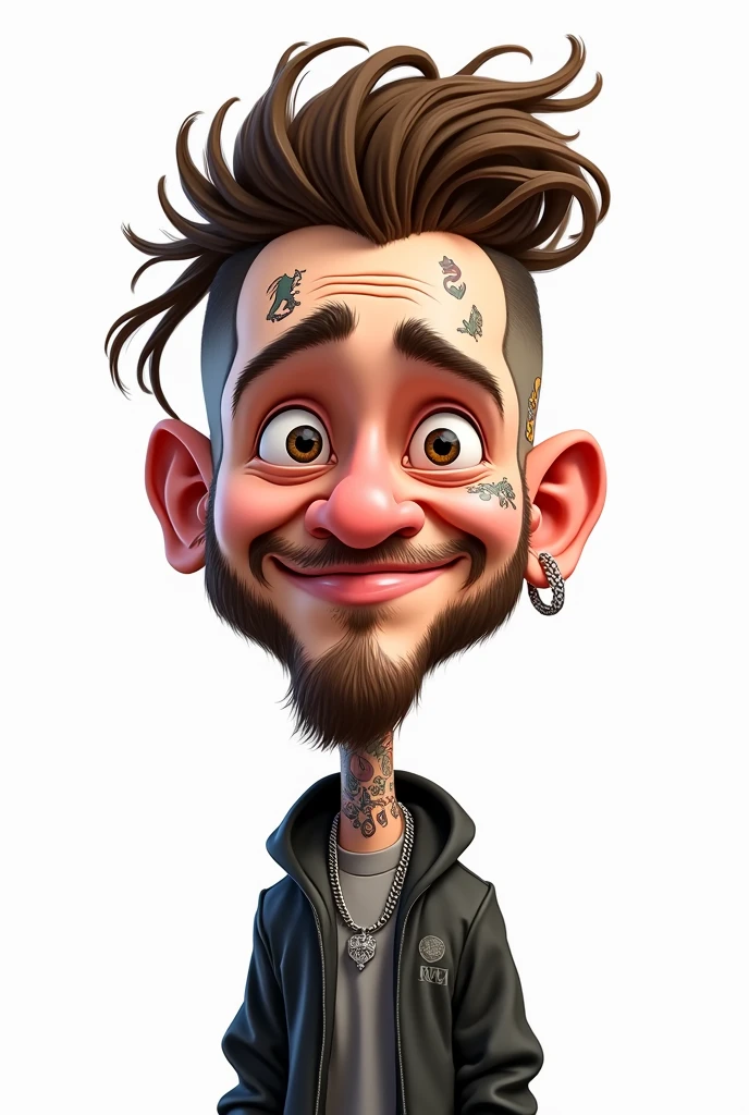 Caricature of a portrait of Post Malone, white background