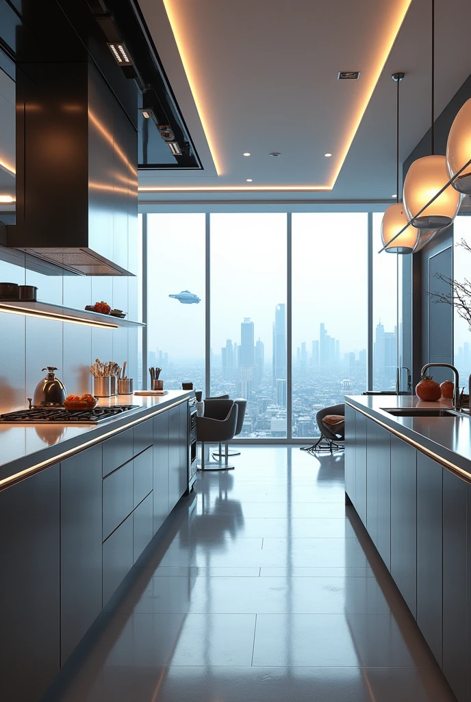 A pricey modern kitchen in the year 2065