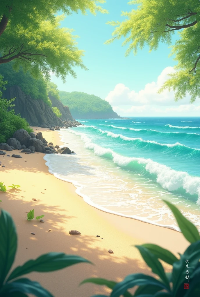 easy naturalism view of a beach with a fragrant afternoon breeze