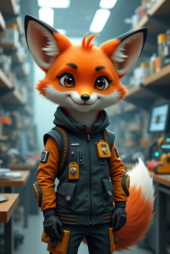 A fox wearing an electronic engineering uniform