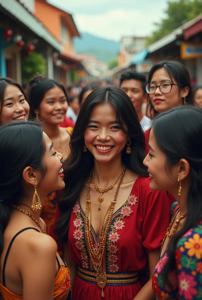 Filipina with her friends  photo  representing relationship of culture and morality