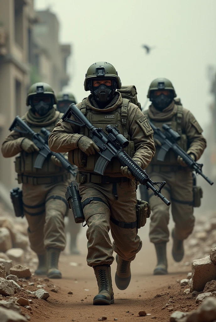 Heavily armed soldiers