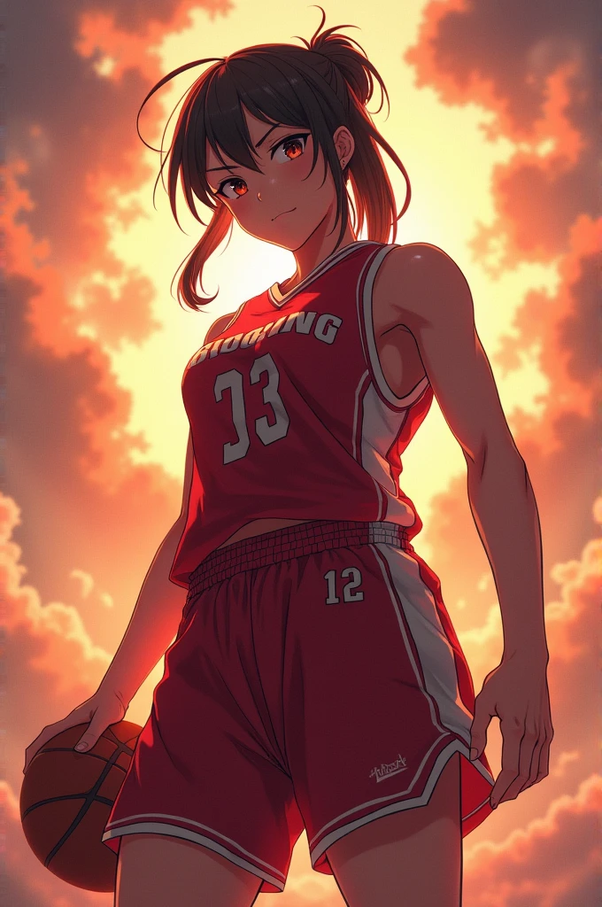 Big ass anime girl basketball player 8k hd full generate looking at the viewer