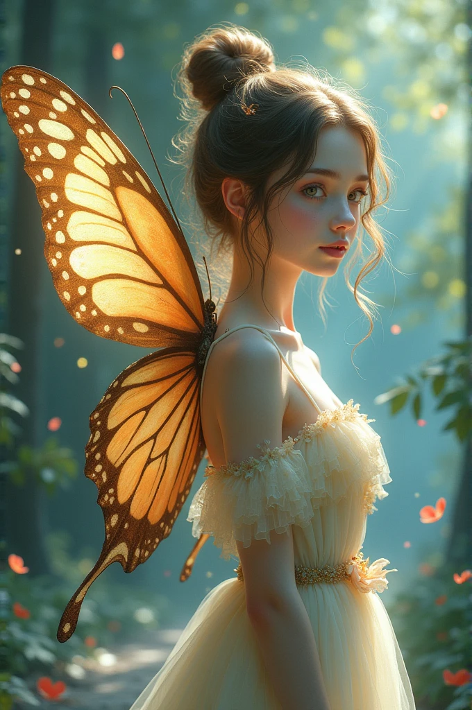 Girl with butterfly wings