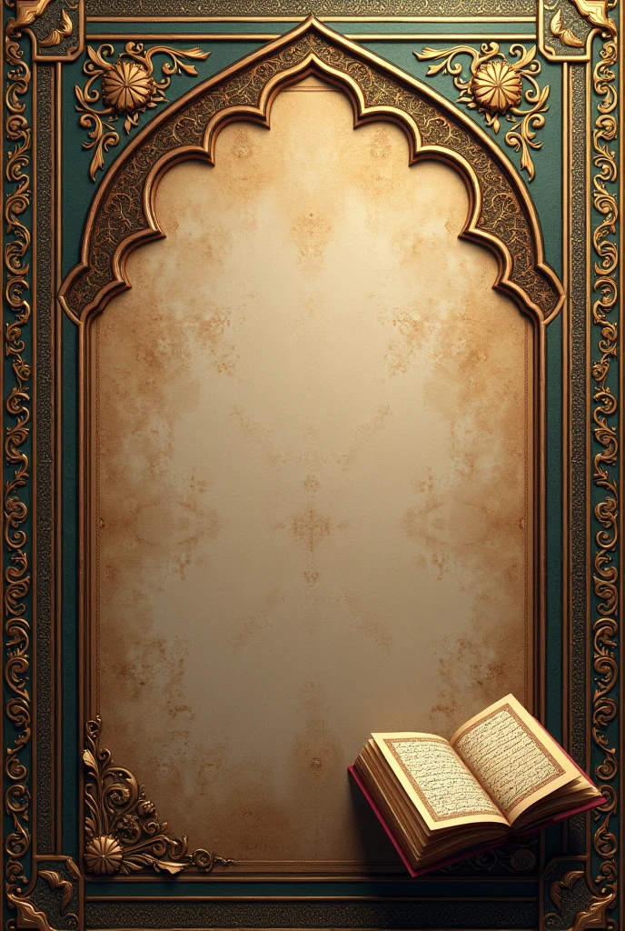 textured background with an islamic book on the corner
