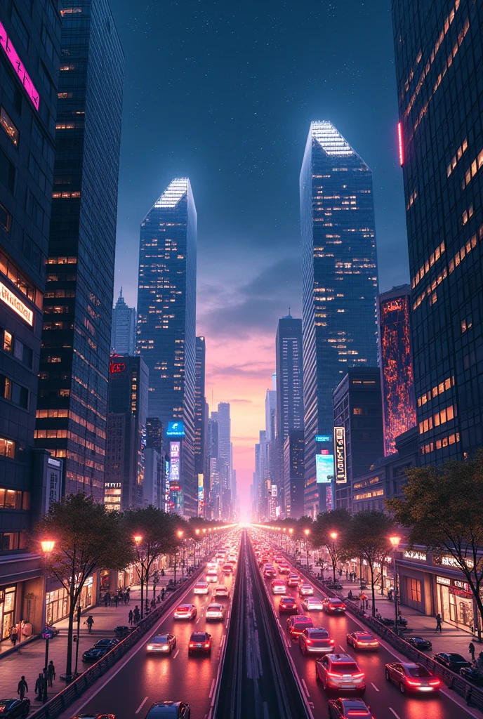 Modern city at night