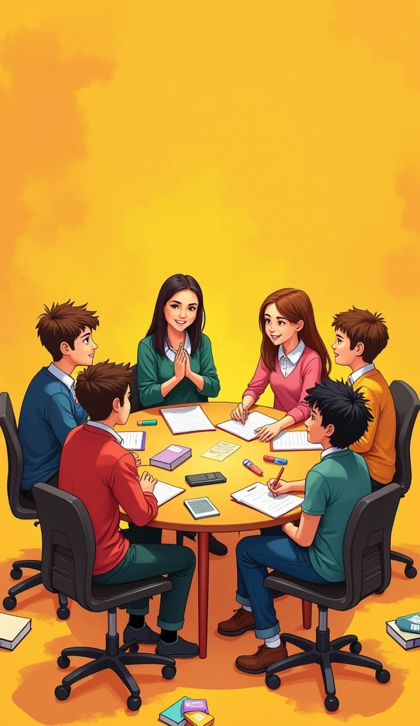 Create a school class council related image on a burnt yellow background.