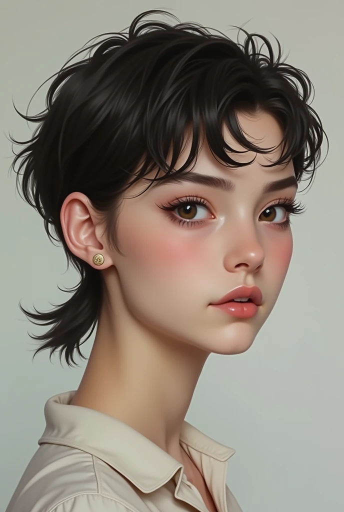 thin short tomboyish side tails with short hair in the back