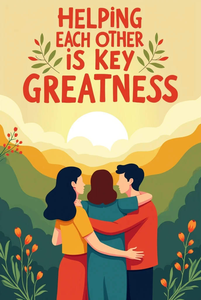 A poster making poster about helping each other is the key to greatnesd