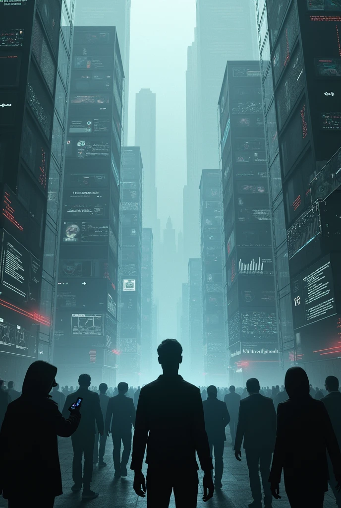 create another image about surveillance capitalism following the concepts of manipulation, profit, addiction to social networks