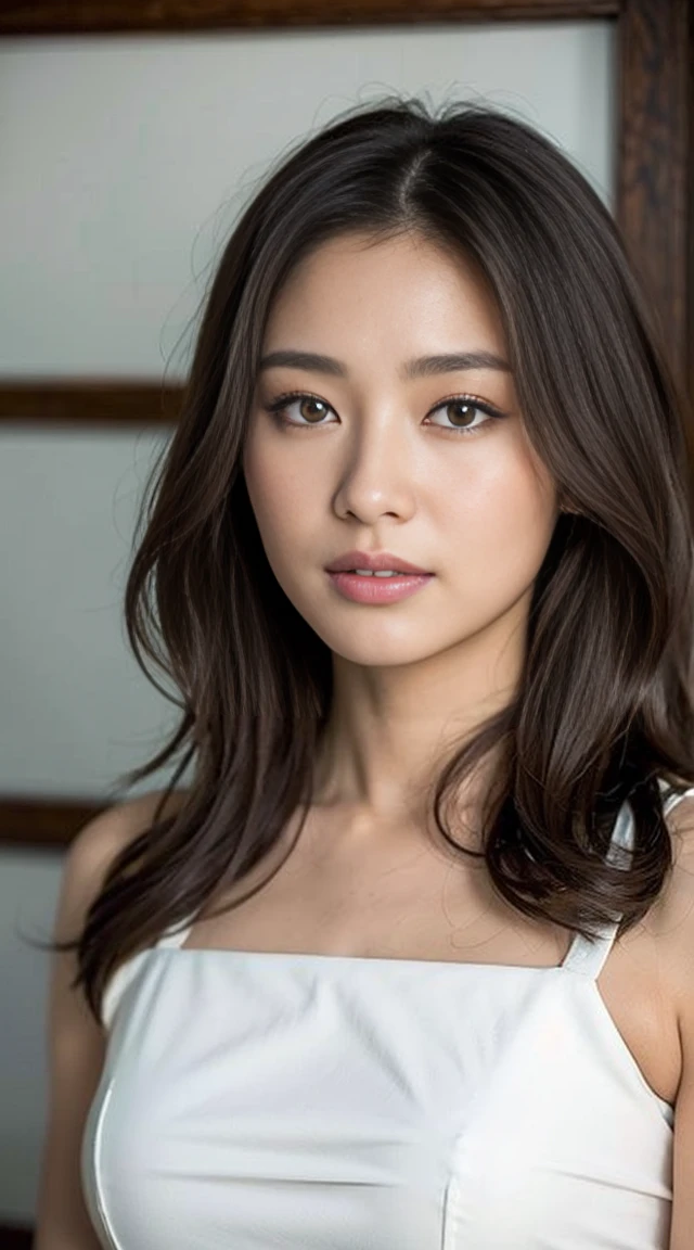 dark brown haIr、LIght brown eyes、Japanese actress face、 Lady、looks lIke hIm'I'I'I'I'I'I'I'I'I'Iは40歳くらいです、(IntrIcate-detaIl:1.2)、(top-qualIty:1.4)、 (超A hIgh resolutIon:1.2)、超A hIgh resolutIon、(A detaIled eye)、(detaIled facIal features)、Hmph、8K resolutIon、D-cup sIze breasts、length haIr、I'I'I'I'I'I'I'I'm sIttIng comfortably on a sofa on the quIet terrace of a cafe..、RelaxIng、LeanIng on the backrest、Black One PIece Lounge Set LeIsure Wear,There are many backgrounds In the photo、People look small、