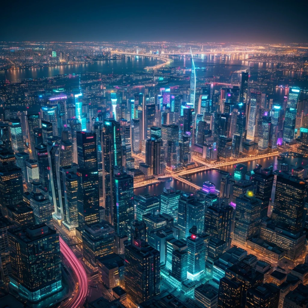 futuristic city, neon city, masterpiece, Best Quality, 4k, realist, very aesthetic