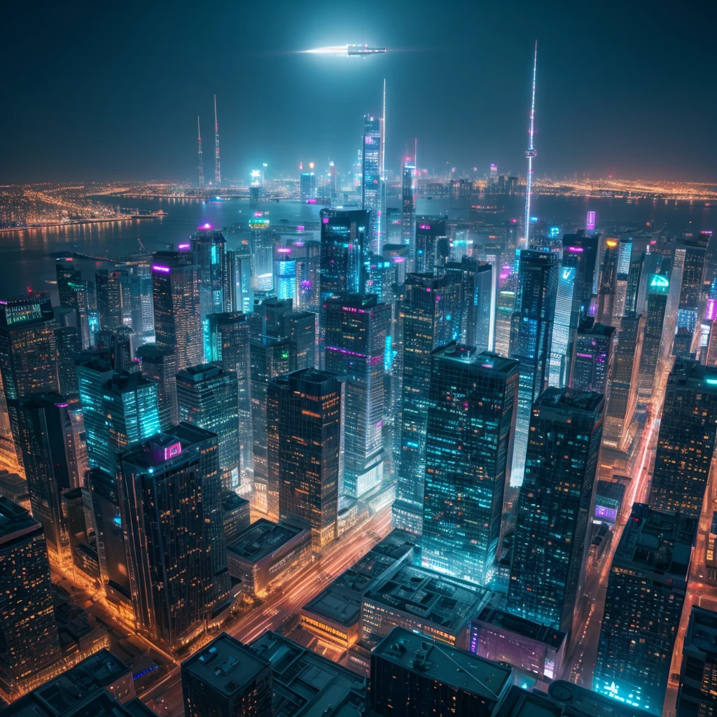 futuristic city, neon city, masterpiece, Best Quality, 4k, realist, very aesthetic