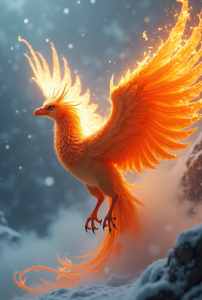 Blazing fire phoenix with frozen touch