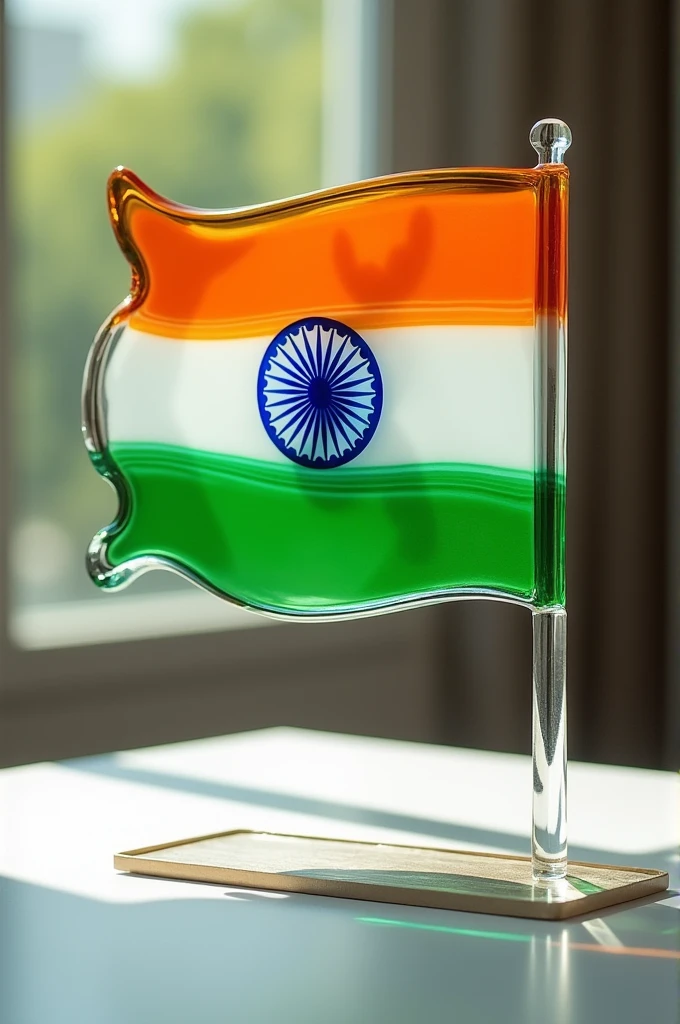 A glass made Indian flag
