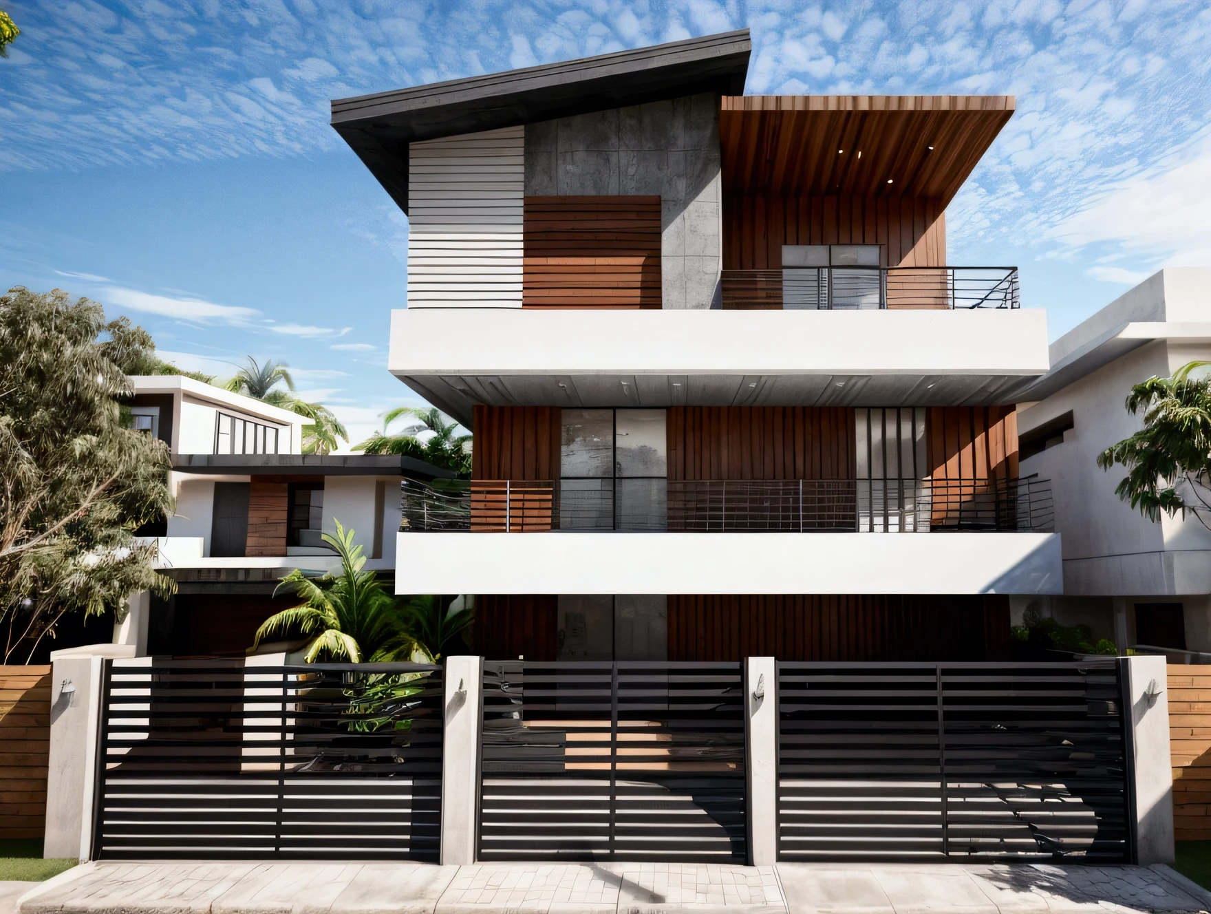 Large modern house facing a street, modern architecture house, big house, street in front of the house, (((front house))), from front view da casa, from front view, FULLY FRONT, ultra realisitic, the house is facing, the house is facing para uma rua, Condominium House, ((((from front view da casa)))), from front view !!!!