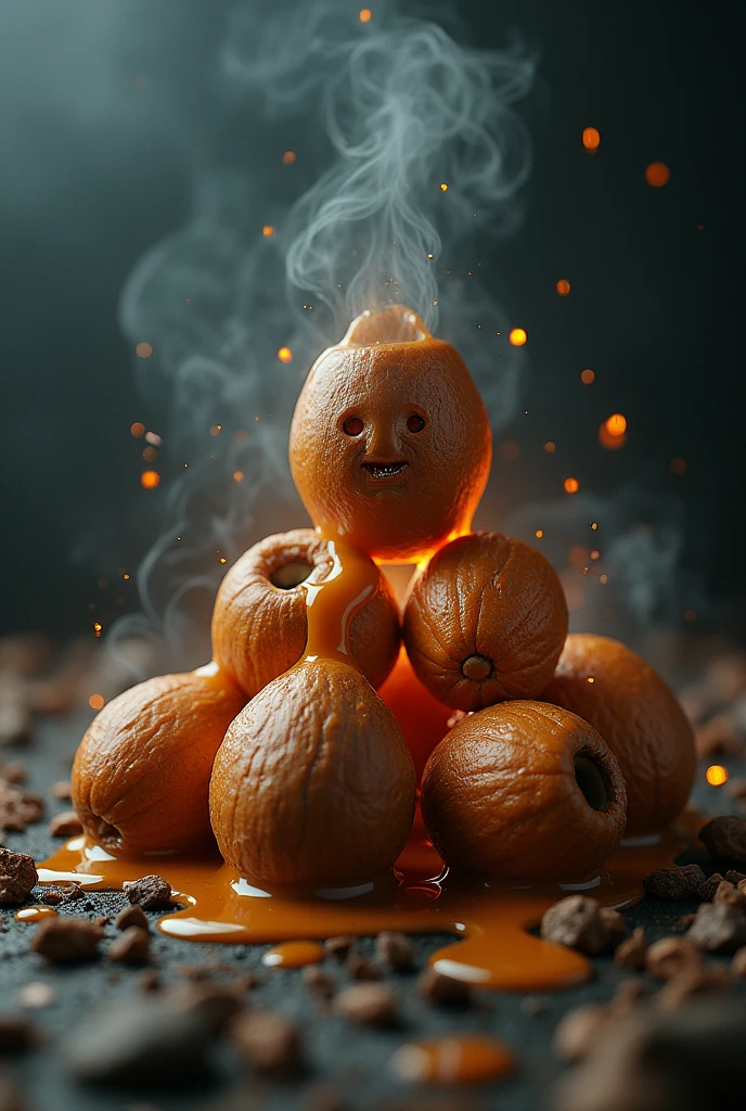 Semi-melted and burning nuts