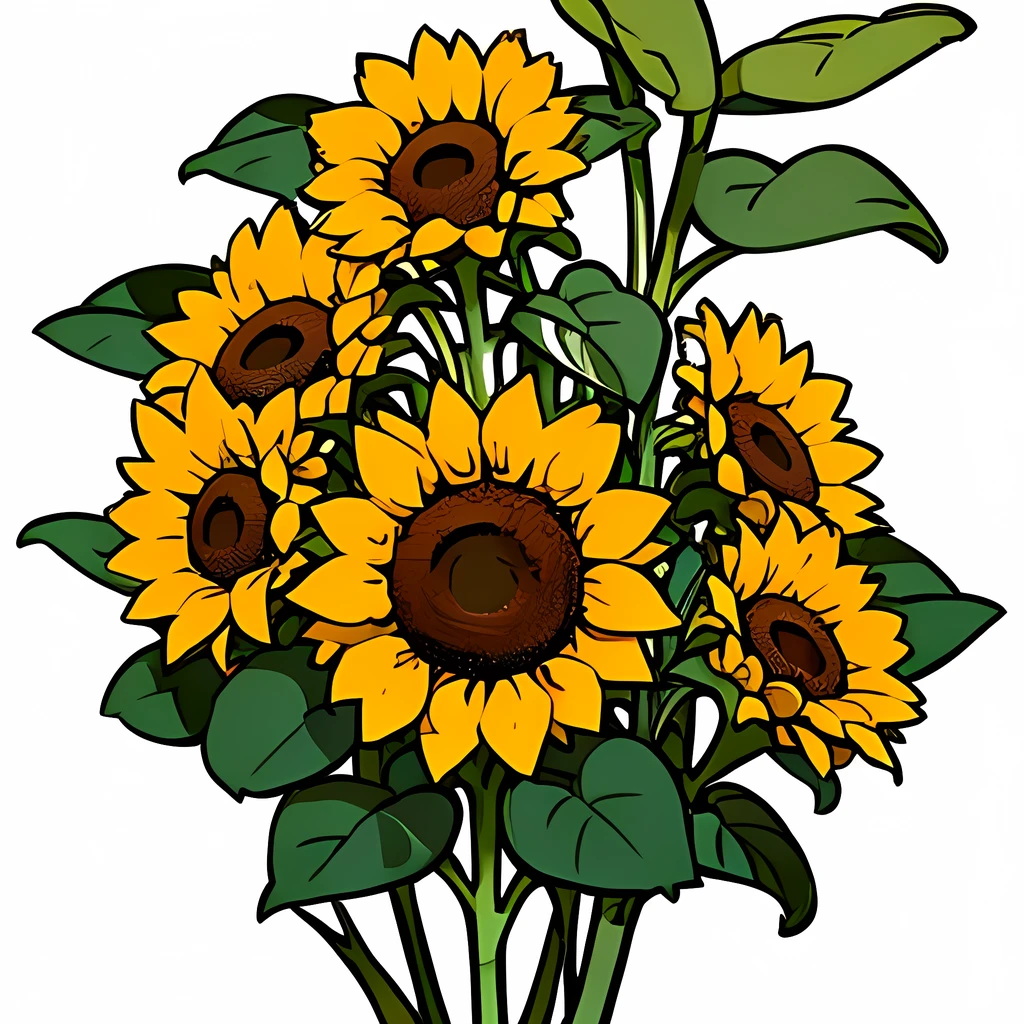 Sunflower illustration。No people。White background