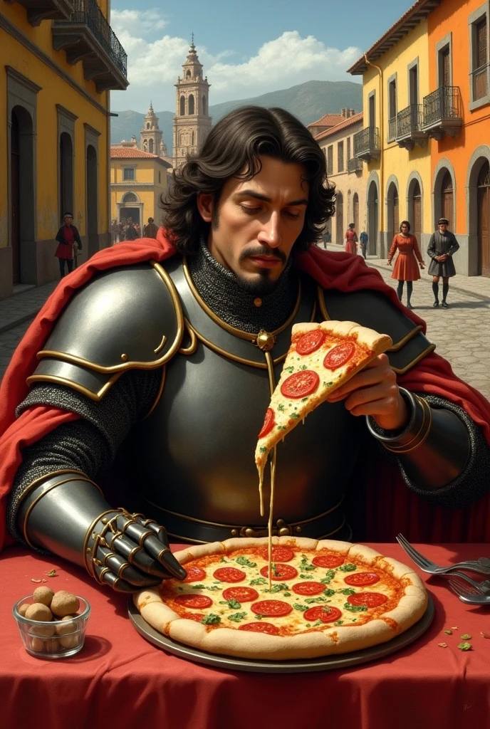 Francesco Pizzaro eating a pizza