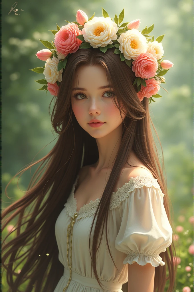 Final Fantasy 7 Aerith Flower Head Dress Up Long Hair