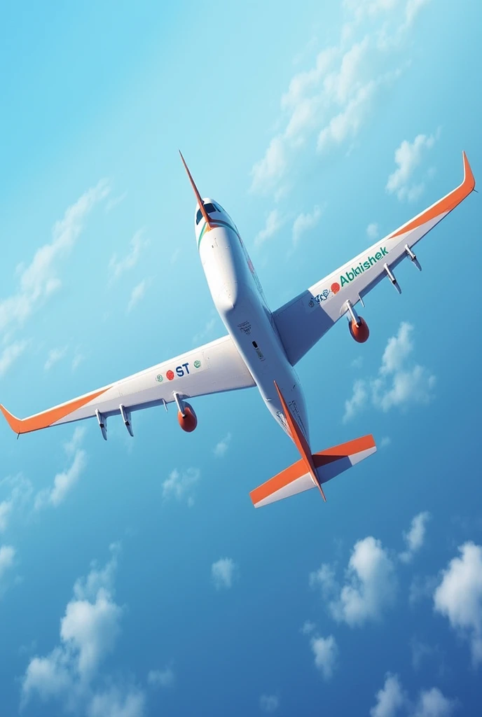 generate image of flying plane with tricolor with name mentioned Abhishek