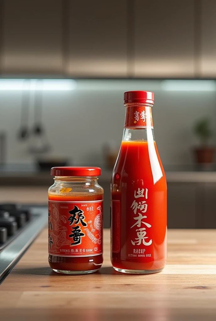 Transition to Western Table**: An image showing the transition of the fish sauce to Western cuisine. Show a modern kitchen with a bottle of ketchup next to a classic Chinese fish sauce jar.
