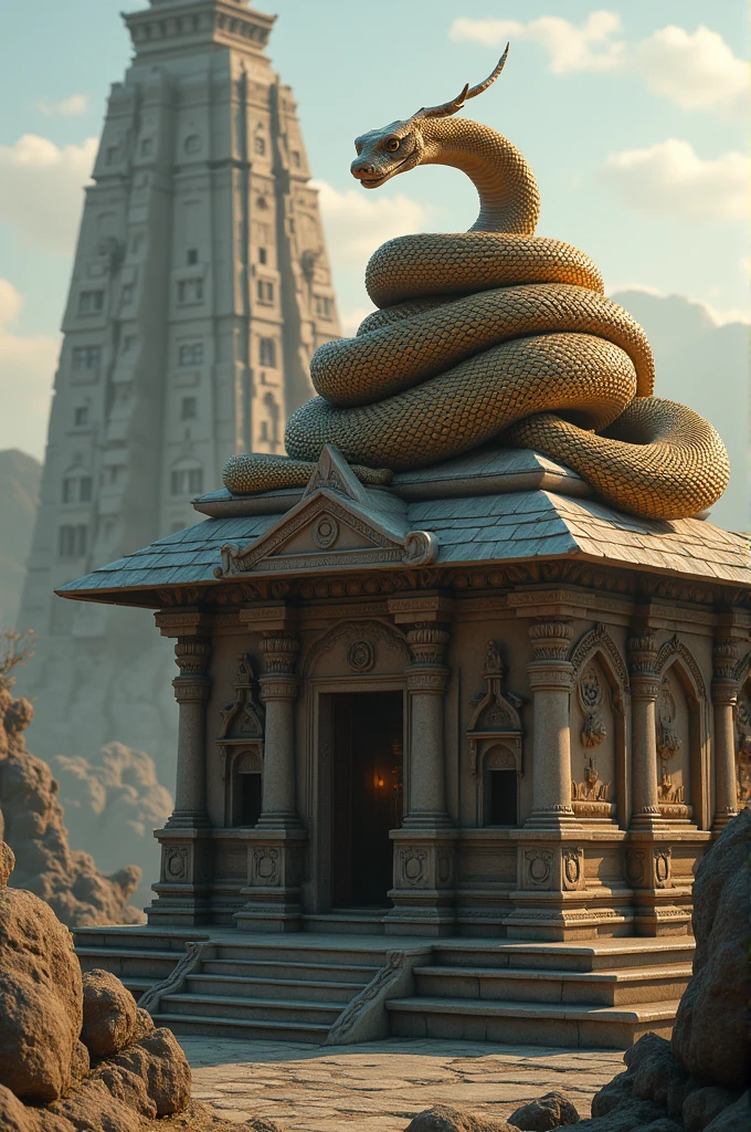 Show a snake sitting on martand sun temple