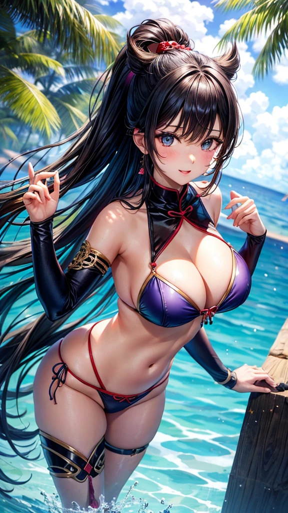 Beautiful Asian girl, 18 years old, mini bikini knight girls, sexy lady, big breasts, camel toe, long sword,