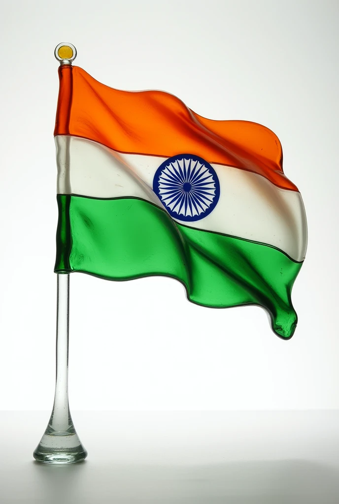 White transparent background, indian Flag glass made,