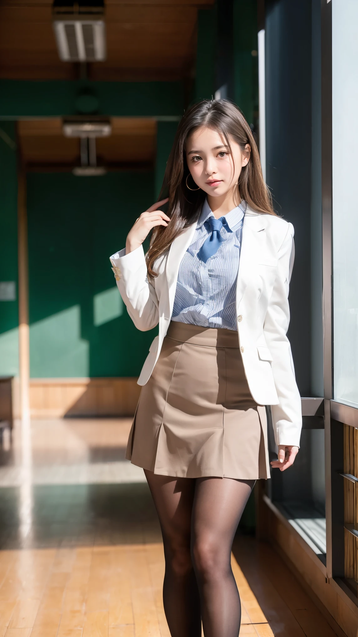 Great quality、8k、flying debris、(RAW Photos:1.4)、High resolution、((Composition away from the subject))、顔から足首までのFull body photo))、((Perfect Anatomy))、1 female 、Small build、Detailed skin、Glowing Skin、Baby Face、double eyelid、eyes with long eyelashes、Small face、smile、Open your mouth、Staring out the window in the school hallway、Stretch your back、The windows provide natural light、Realistic school scenery、middle School girl、Blue and grey school bag on shoulder、Slender and delicate body、Small breasts、A blazer uniform with green lines、girl 、Check skirt、healthy、young woman、black tights、black tights、Brown loafers、loafers、Full Body Shot、Beautiful Hairstyles、Accentuates very slim legs(Please take a picture from the front.), (8k), (Highest quality: 1.5), (Realistic: 1.1), 超High resolution, Very detailed, Golden Ratio, (Two tall Japanese high school s), 24-years-old, (F Cup Big:1.7), Huge breasts((Breast engorgement)), Cleavage, (Two Sisters), (Full body photo), (Very cute face, Overlooking here, Keep your hands on your hips, Stand with your feet shoulder-width apart), Simple uniforms, The sisters wear the same uniform., (Wearing a Japanese office lady uniform), Long sleeve uniform, ((thick and long legs)), ((Very wide thighs:1.6)), ((Very long legs:1.4)), (I always wear black pantyhose), (If it's tight, it won't shine.、Very short), (Oily shiny black pantyhose),(ヒールが高いハイヒールloafersを着用) , Please take a picture from the front, (8k), (Highest quality), (Realistic), (Three tall Japanese high school s), 24-years-old, F Cup Big, Three Sisters, (Full body photo), (Angry with a super cute face, Angry face, Overlooking here, Cleavageを強調するために腕を組む, (Very wide thighs), (Plump legs), (They always wear black stockings...),Simple uniforms, The sisters wear the same uniform, Wearing a monochrome Japanese uniform, Street Snap, Japanese blonde, blonde, short hair, hair band, Glare, Frowning, Compensate, Frowning, Frowningをする, Surrealism, First Person View, First Person View, Wide-angle, 超High resolution, Anatomically correct, Super Detail, 16K, プリーツミニスカートと黒ストッキングを履いた女性のFull Body Shot, Korean , ( Ivory Black ), Choi Hong-hwa, Lee Ji-eun, Lee Ji-eun, Korean women's fashion model, Ulzzang, Korean, sakimichan, Jaeyoung Nam, Kim Tae-jun, Micro Mini Skirt, (スカートがVery short), (Very long legs), (Very wide thighs), (Plump legs), (She always wears black stockings...), (Wearing brown platform high heels), Accurate high heels, Knee socks